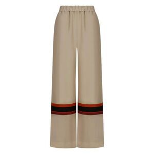 RAQUEL DINIZ Striped Wide Leg Cropped Pants Women ECRU